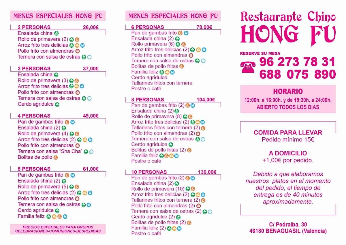Carta de Restaurante Chino Hong Fu